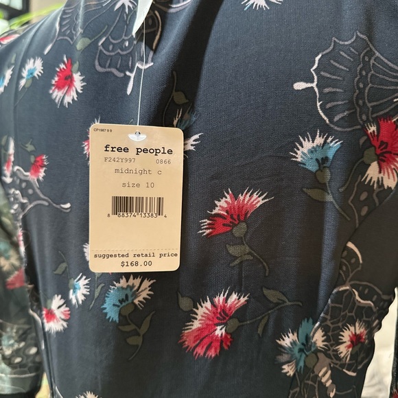Free People Gray Floral Dress Sz 10 - Picture 9 of 9
